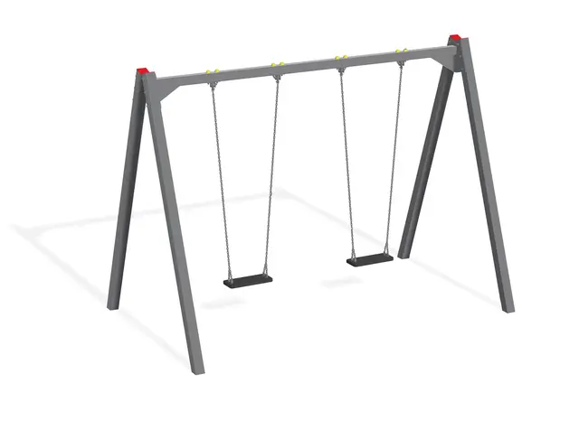 Dubbelt gungställning i stål B334 x D202 x H252 cm 