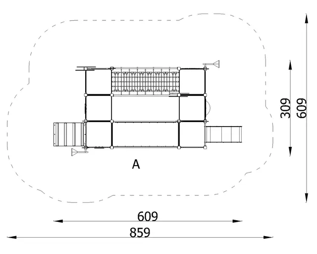 Queco 38 – Kombinationslekapparat L609 x B309x H264 cm 