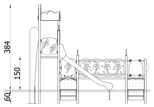 Queco 39 – Stor kombinationslek L825 x B534 x H384 cm 