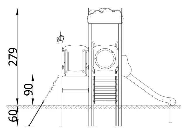 Queco 41 – Lekapparat med rutschkana L385 x B203 x H279 cm 