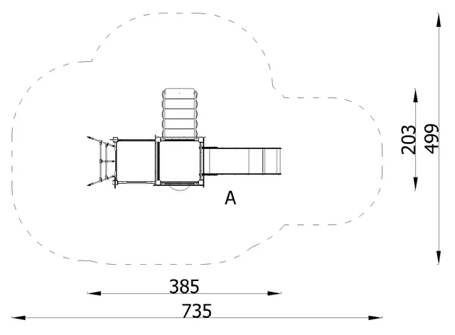 Queco 41 – Lekapparat med rutschkana L385 x B203 x H279 cm 