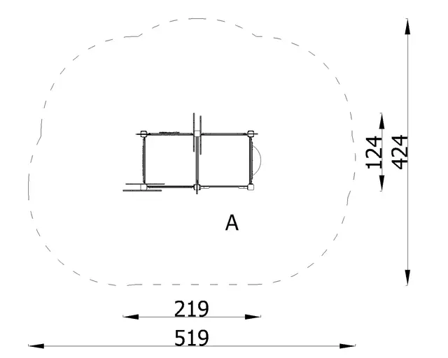 Queco 44 – Lekhus/lekeplattform L209 x B124 x H268 cm 