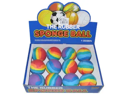 Gummiboll 60 mm, regnbågsfärger 