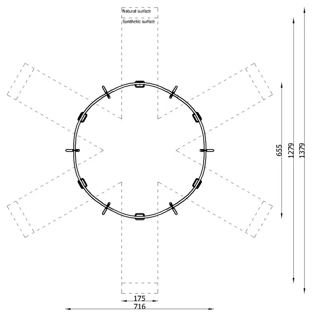 Gungställning – cirkulär för 6 platser 