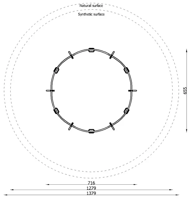 Gungställning – cirkulär för 6 platser 