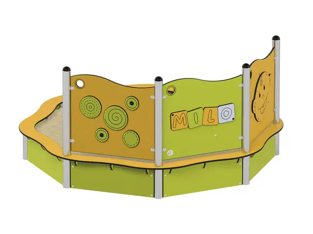 Milo – Sandlåda med aktivitetspaneler L239 x B239 x H119 cm 