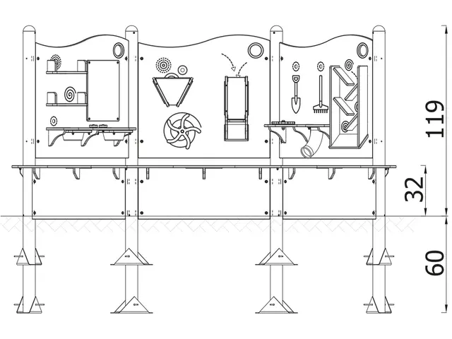 Milo – Sandlåda med aktivitetspaneler L239 x B239 x H119 cm 