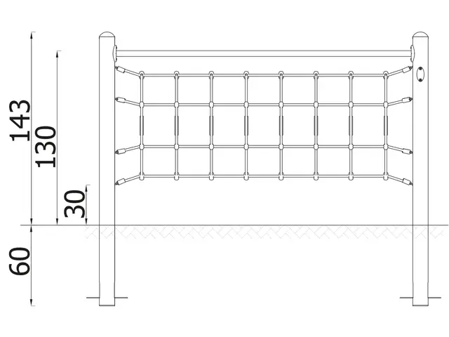 A4K Genomgång, nät L245 x B128 x H143 cm 