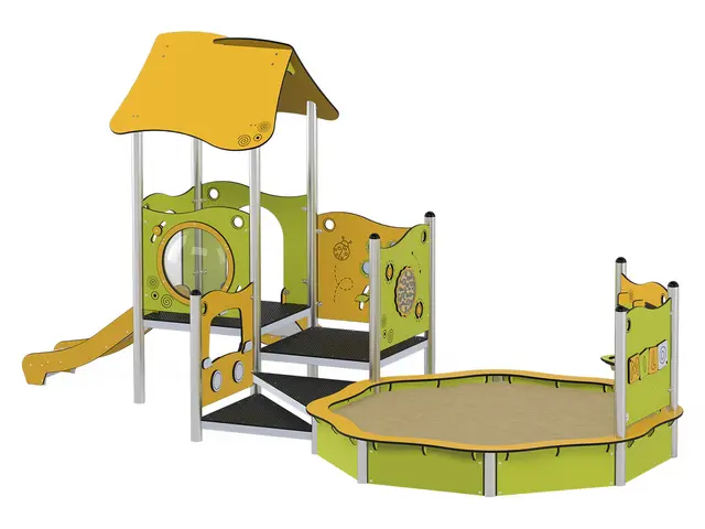 Milo lekhus - sandlåda och 2 rutschbanor L512 x B358 x H254 cm 