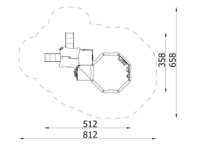 Milo lekhus - sandlåda och 2 rutschbanor L512 x B358 x H254 cm 