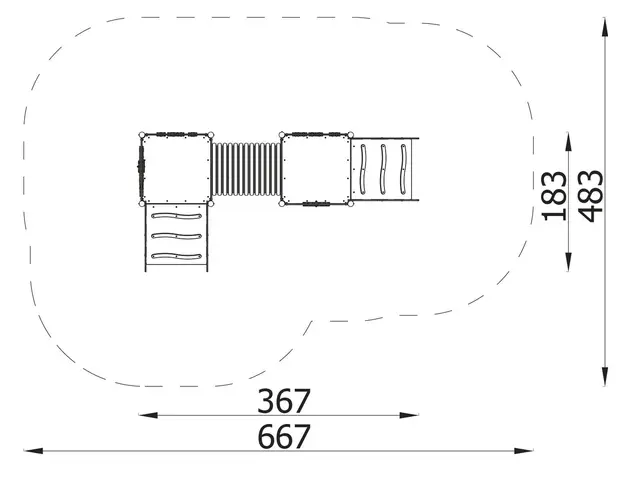 Milo lekplattform med tunnel L367 x B183 x H119 cm 