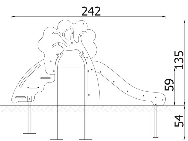 Sklia med trappa – småbarn L59 x B242 x H135 cm 