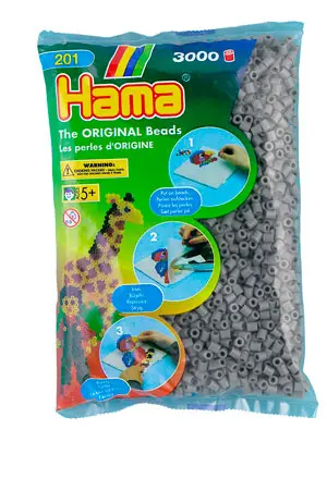 Hama rörpärlor grå 3000 st 