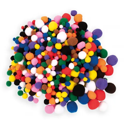Pompom mix Ø10-40 mm, 100 st 