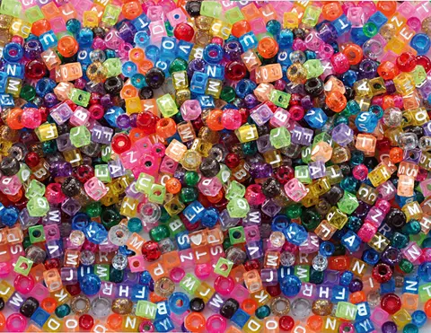 Plastpärlor bokstäver och kongo Ø7-9 mm, 1000 st
