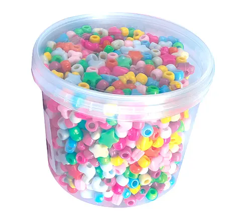 Plastpärlor stora hål Ø5-12 mm, 1200 st