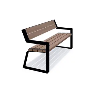 Uno parksoffa med rygg och armstöd L170 x B60 x H80 cm