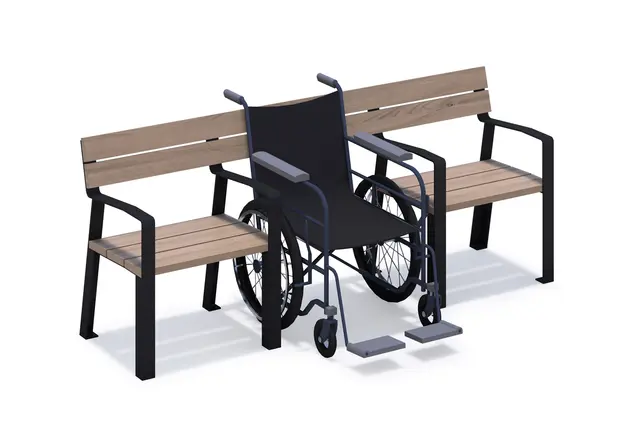 Deila bänk med rullstolplats L213 x B58 x H85 cm 
