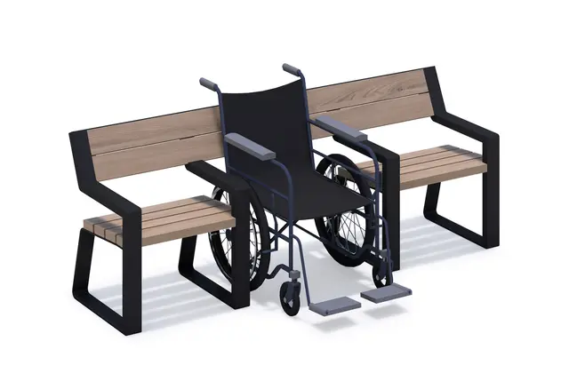 Uno bänk med rullstolsplats L218 x B60 x H80 cm 