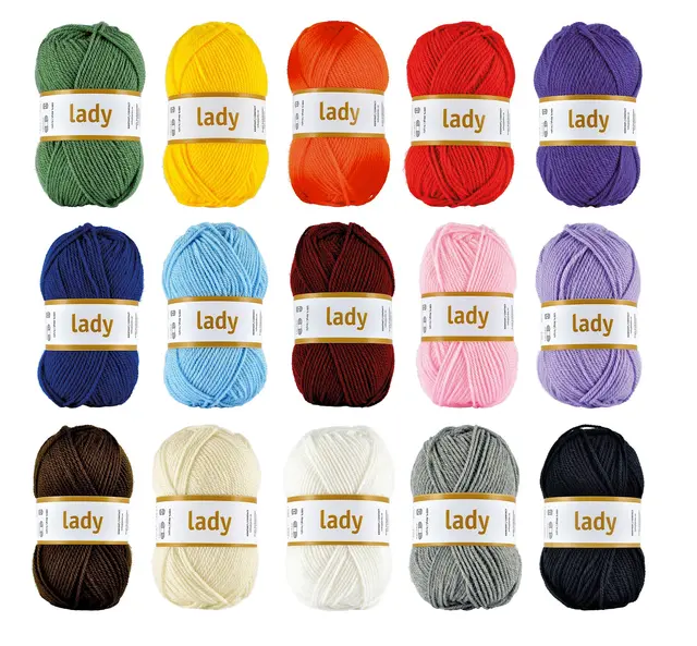 Lady akrylgarn stor mix 7,5 kg 150 nystan 