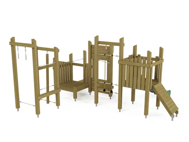 Klätterställning med rutsch trä/stål L415 x B413 x H250 