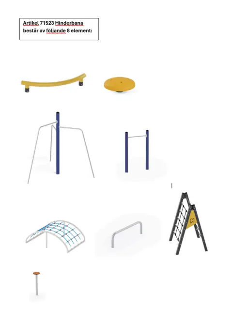 Motorikbana – 8 fristående hinder 