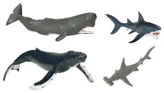 Havsdjur hajar och valar 4 stk