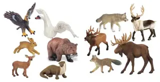 Nordiske dyr mix Sett 11 stk. 5-18 cm