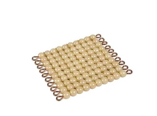 One Golden Bead Square Of 100 Individual Beads, Glass 