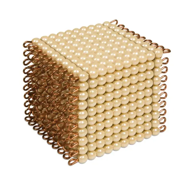 One Golden Bead Cube Of 1000 Individual Beads, Glass 