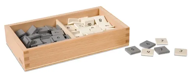 Box With Gray And White Number Tiles 