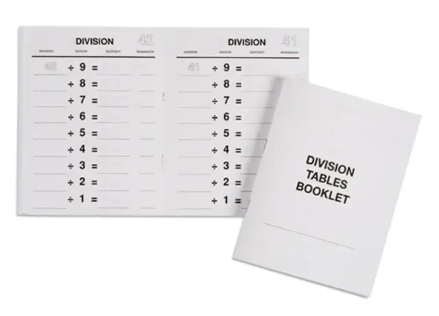 Division Tables Booklets 